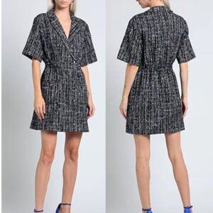 Sandro Paris Alizou Blue Tweed Short Sleeve Dress Size 40
